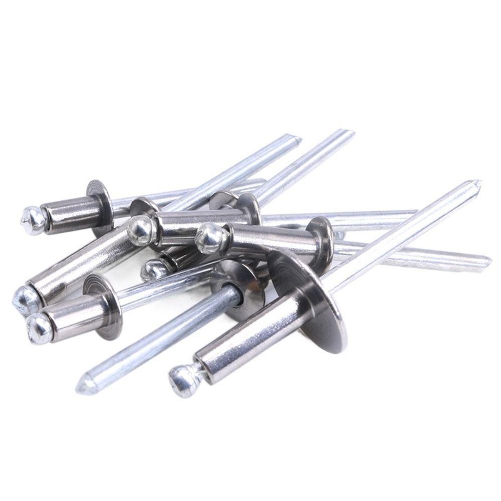 50 Pcs 304 Stainless Steel Waterproof Rivets Anti Corrosion Oxidation Blind Pull Rivet Closed Round Head Silver Exhaust Rivet