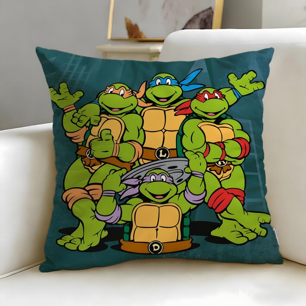 Cartoon Teenage Mutant Ninja Turtles Cushion Cover Soft & Easy-Wash Pillow Case – Versatile for Couch, Bed, Travel and Office