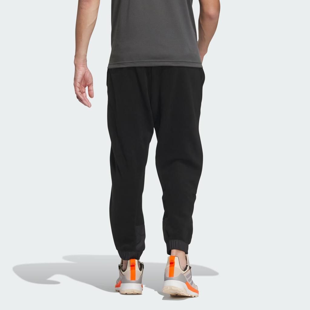 Adidas Fleece Joggers Solid Color Logo Outdoor Fleece Tapered Knit Pants Men Joggers Black IL9009