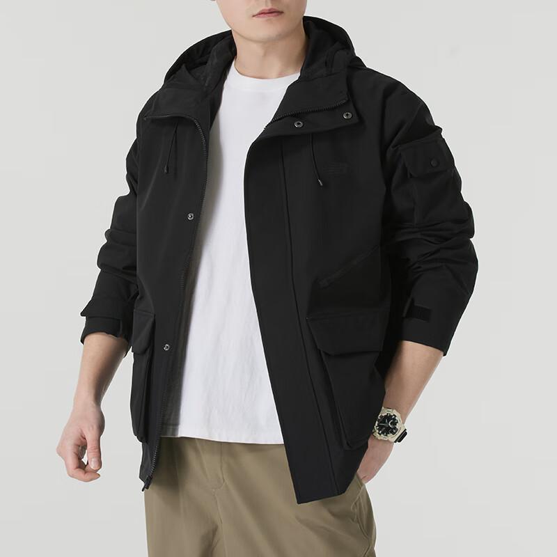 New Balance SS25 Clean Solid Color Minimalist Style Large Pocket Practical Hooded Jacket Men's Black AMJ51325-BK
