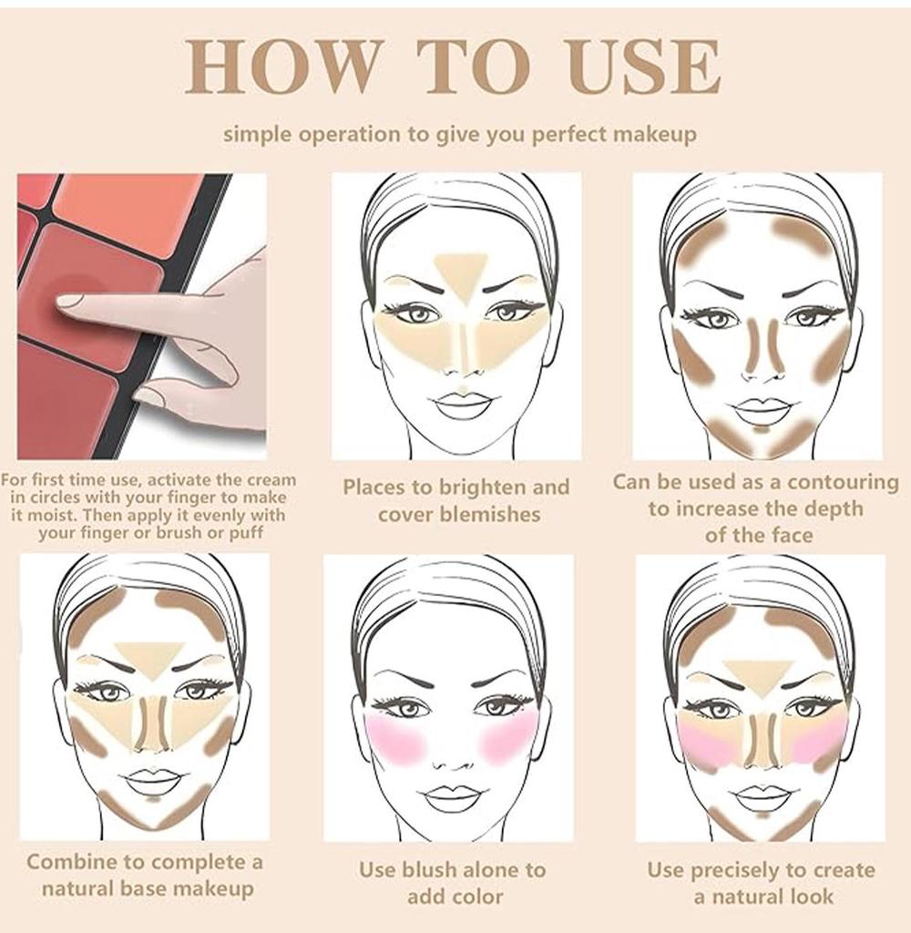 12-Color Blush & Contour Palette: Handaiyan All-in-One Matte & Cream Highlight with Iron Box
