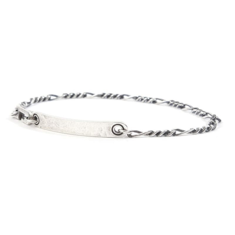 SEWNSWEN SILVER HAMMERED TAG CHAIN BRACELET