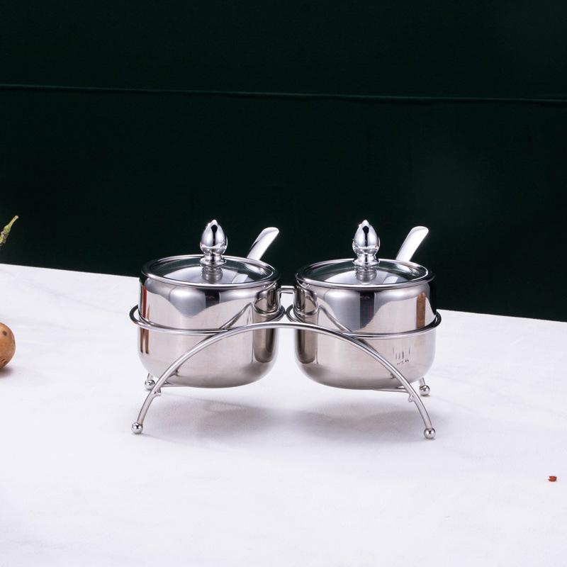 304 Stainless Steel Spice Jar Set - Korean Style Condiment Jars for Home, Cafeteria, Hotel