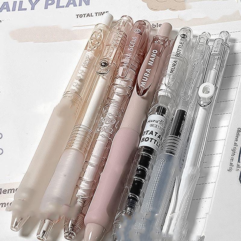 

7 шт. корейская модная гелевая ручка, простая белая прозрачная однотонная канцелярская гелевая ручка 0,5 мм, черные чернила, скрапбукинг, сухая быстрая ручка