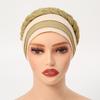 Glitter Pleated Turban Cap for Women Head Wraps Muslim Headscarf Hat Turbante Mujer African Headpiece