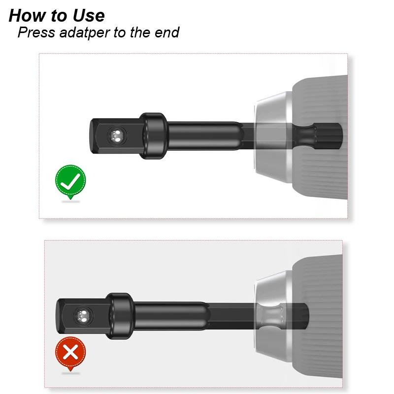 Adaptor Hexagonal 1/4 la Pătrat pentru Mașină de Găurit cu Impact, Cheie, Mașină de Înșurubat, Convertor Pătrat, Bit, Articulație de Conversie, Tijă de Extensie
