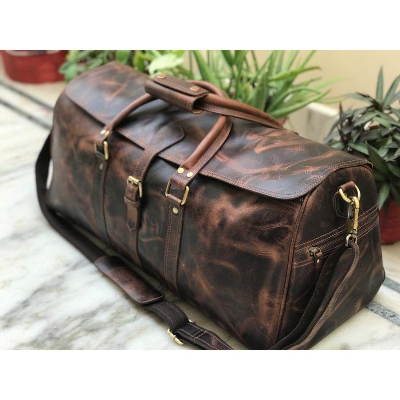 Ręcznie robiona torba podróżna Hunter Brown Leather Weekender - idealny prezent dla niego i dla niej