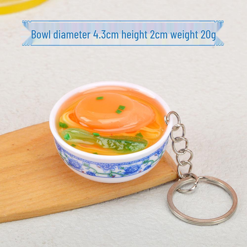 Chinese-Style Edible Toy Keychain: 4cm Simulation Food Bowl Pendant Gift