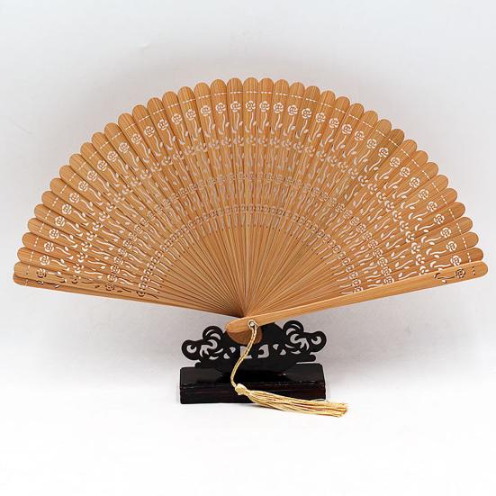 Yousheng Vintage Folding Fan Handmade Bamboo Dance Fan Chinese Style Hollow-out Hand Fan for Dance Performance Summer Daily Outing
