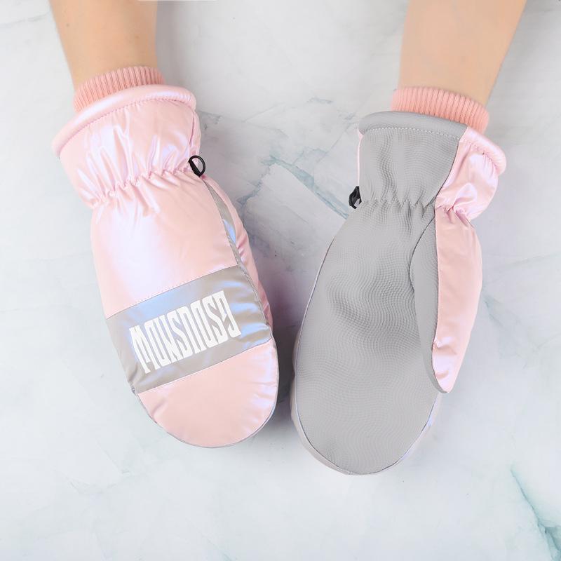 2024 Women's Waterproof Ski Mittens, Fleece-Lined, Warm & Cute, Fingerless for Cycling & Snowboarding