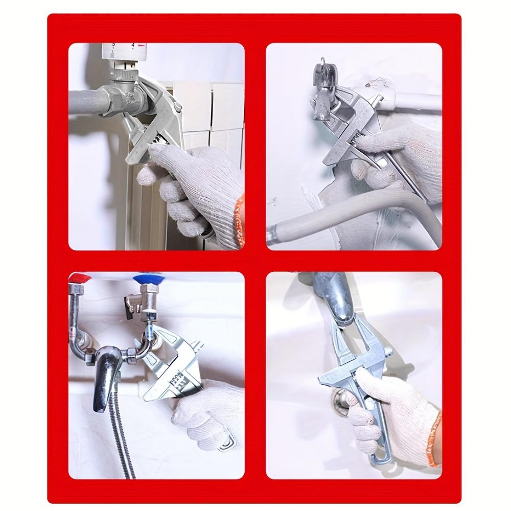 Multi Functional Bathroom Water Heating Wrench, Large Opening Aluminum Alloy Short Handle Adjustable Wrench, Water Pipe Faucet W