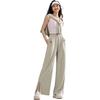 Anta Training Series Solid Color Mid Waist Drawstring Breathable Versatile Wide Leg Sports Pants Women Pants Pearl-Gray 962527303-1