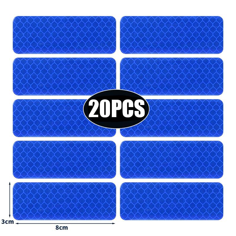 50/10pcs Car Bumper Reflective Stickers Reflective Warning Strip Tape Secure Reflector Stickers Decals Safety Warning 3*8CM