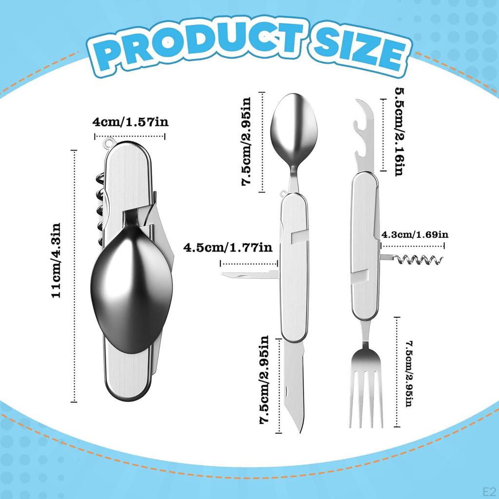 6 in 1 Camping Utensils Accessory Folding Corkscrew Tool Cutlery Set