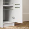 Dressing table set with mirror and stool, drawer, cabinet with adjustable shelf for the bedroom 80L x 40D x 132H cm, white