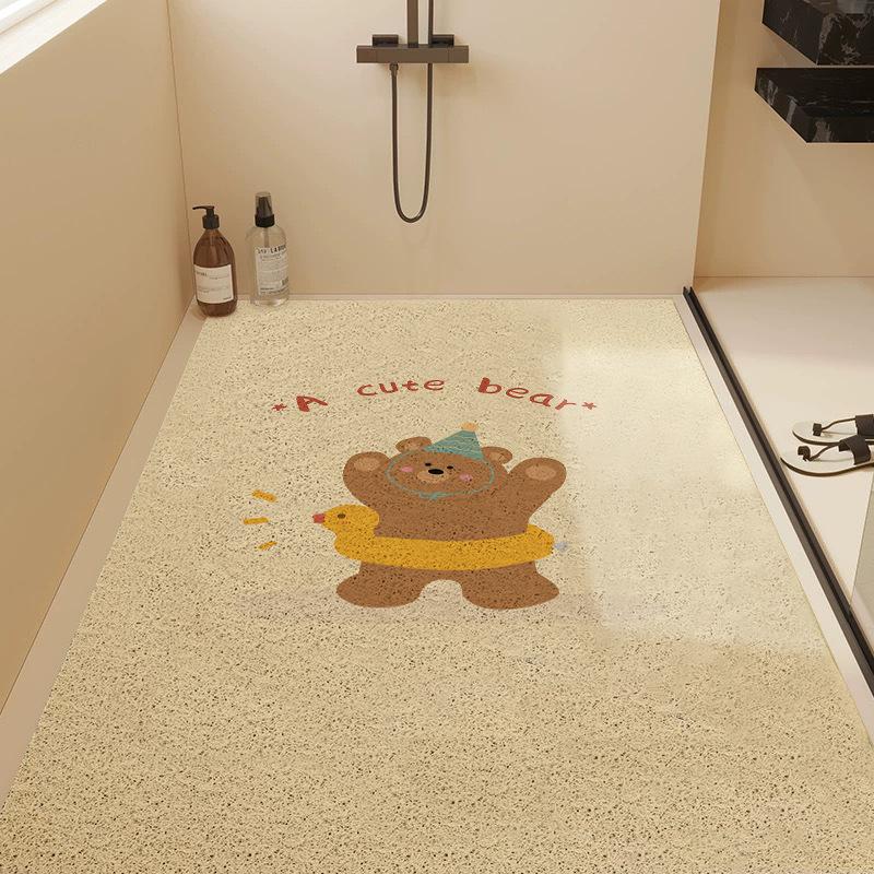 Cartoon Cute Fun Bathroom Floor Mat Household Hollow Dirt-Resistant Wear-Resistant Silk Ring Floor Mat Shower Room Non-Slip Easy To Take Care Of Floor