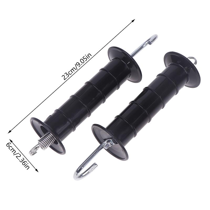 2 szt. Plastikowa rączka bramy pastucha elektrycznego ze sprężyną dla farmy, dzikich zwierząt, małp, zwierząt gospodarskich, ogrodu, elektrycznego systemu ogrodzeniowego, rączki bramowe