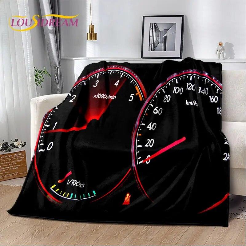 3D-Rennwagen-Armaturenbrett, weiche Plüsch-Steppdecke, Flanelldecke, Überwurfdecke für Wohnzimmer, Schlafzimmer, Bett, Sofa, Picknick-Abdeckung