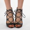 2025 New Design Hollow Out Peep Toe Thin Heels Sandals Woman Fashion Zipper Lace-Up Dress Gladiator Shoes