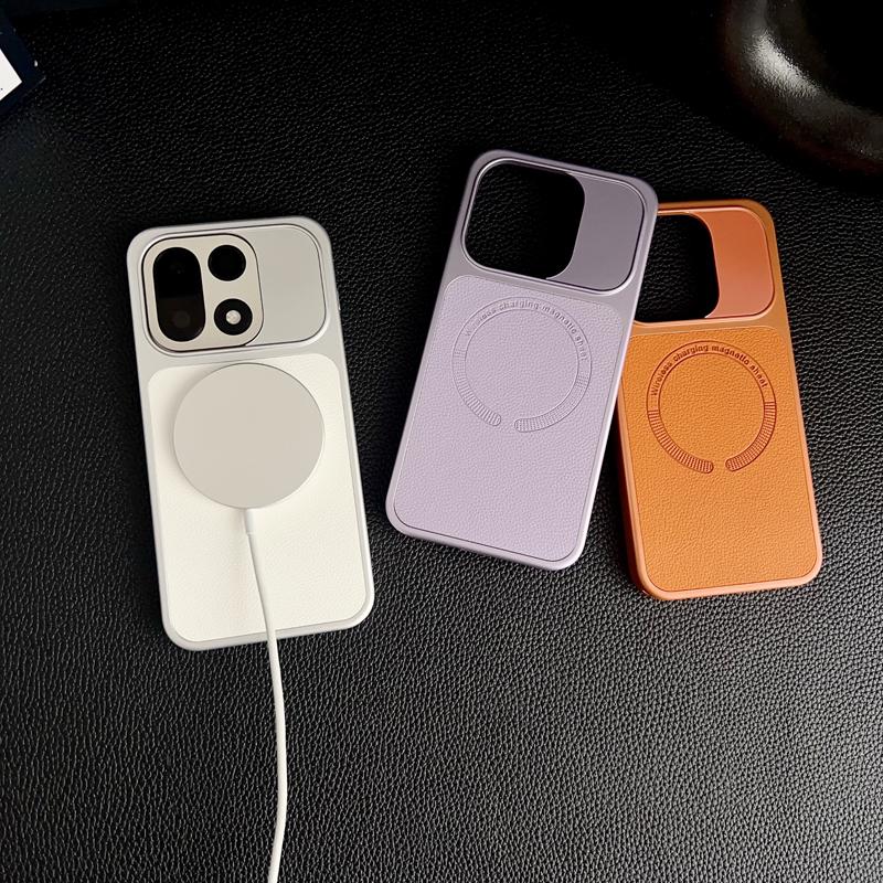 For OnePlus 15 Case Embossed Litchi Pattern Leather Magnetic Wireless Charging Anti-Fingerprint Comfortable Grip Soft Cover