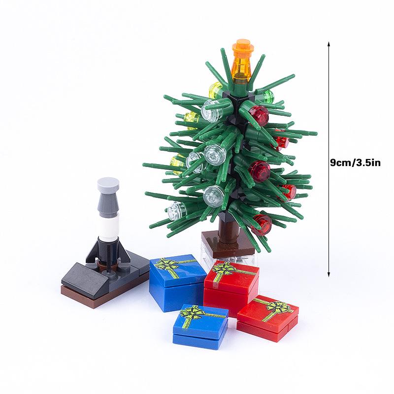 MOC Christmas Village House Building Blocks Sleigh Reindeer Tree Present Car Wreath Fireplace Gingerbread Man Bricks Toys Gift