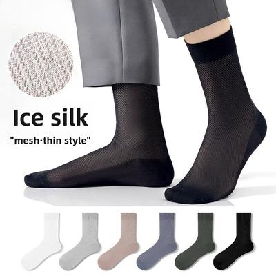 Seidenstrümpfe für Herren im Sommerstil, Lange Schlauchsocken, Anti-Haken-Faden, Sport-Netz, Atmungsaktiv, Kühl, Reine Seidenstrümpfe, Mittellange Strümpfe