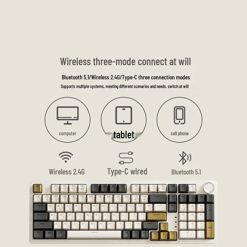 Jingdong Zhizao Tri-Mode Hot-Swappable Mechanical Keyboard
