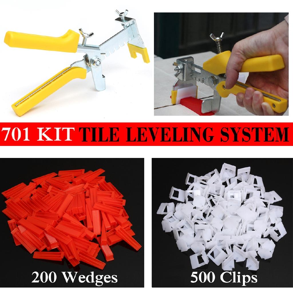 701 Kit Reusable Tile Leveling System Clips Wedges Tool Floor Wall Tiling Spacer Plastic Red and White