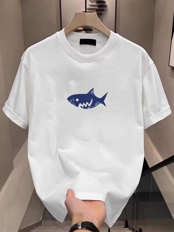 Trendy 2026 Summer Men's Rapper Style Loose Fit Cotton T-shirt with Fashionable Print