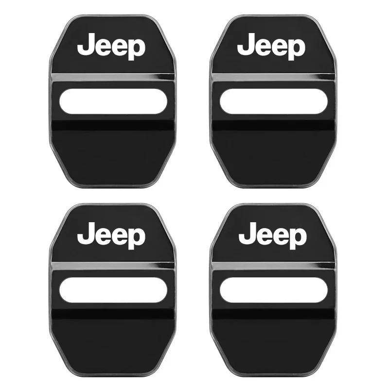For Jeep 4 PCS/Set Fashion Stainless Steel Car Covers Door Lock Protecting Cover For Jeep Renegade Compass Patriot Cherokee W