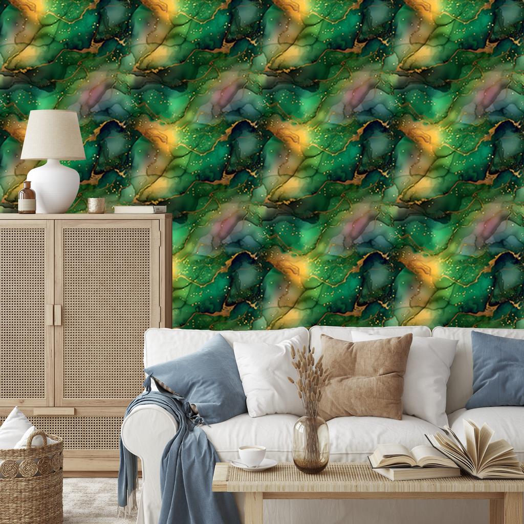 Bottle green, green and sea green ink wallpaper 50x1000