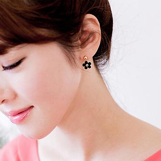 1 Pair Ear Studs All-match Accessories Flower Alloy Double Side Earring for Party