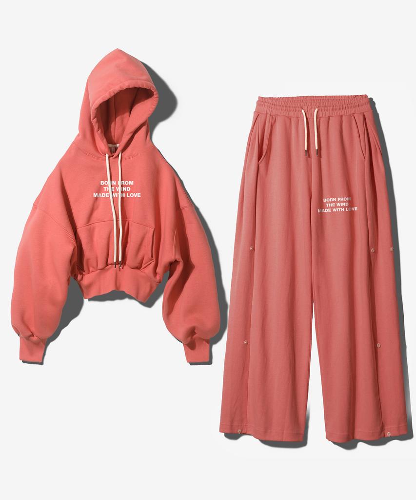 (Setup) Mwl Crop Hoodie+Snap Pants - Red