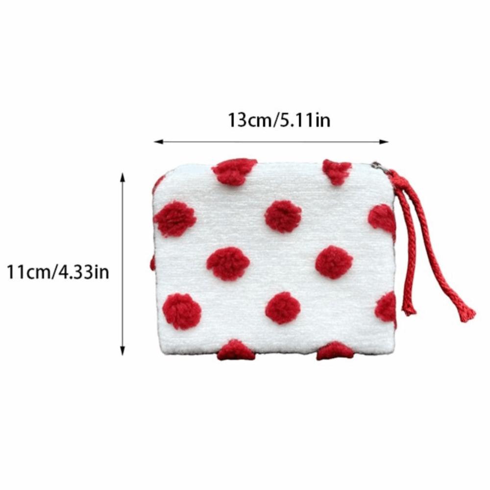 Dustproof Cosmetic Storage Bag Heart-shaped ID Card Holder Wide Opening Plush Coin Purse  Travel