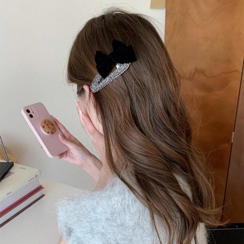 Retro full diamond bow hairpin super flash cute rhinestone side bangs hairpin broken hair clip female