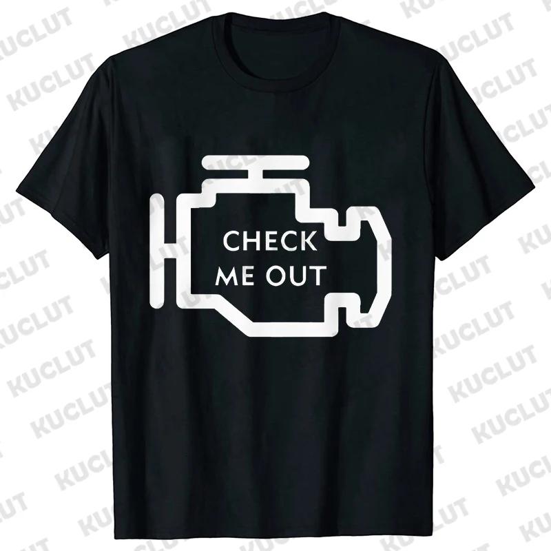 Oversized Men T Shirt Check Engine Oil Battery Print Harajuku Tshirt Hiphop Summer Streetwear Mechanic Repair Tshirt Y2k Top