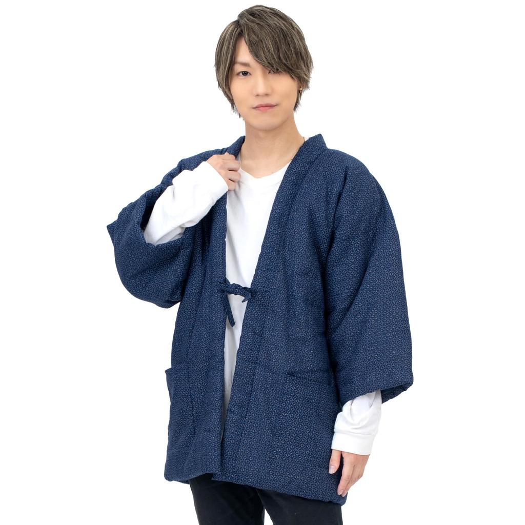 Aiai Hanten Made in Japan with Kurume Cotton Pad Men's (Dotera/Chanchanko) - (Navy)
