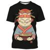 Uomo Donna Top Samurai Cartoon Animal 3D Printing Tees T-shirt streetwear a maniche corte fresca stile Harajuku divertente quotidiana