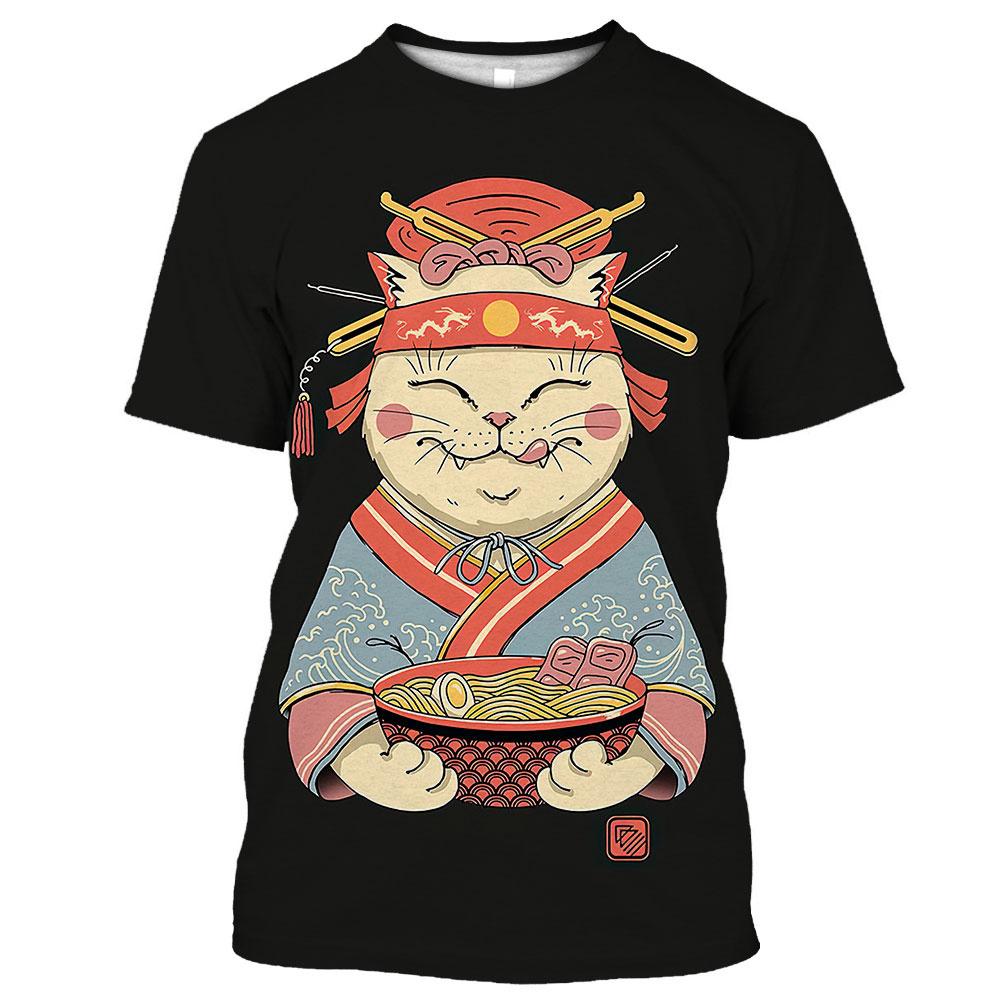 Uomo Donna Top Samurai Cartoon Animal 3D Printing Tees T-shirt streetwear a maniche corte fresca stile Harajuku divertente quotidiana