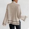 Women's Casual Fashion Colorblock Knitted Brushed Turtleneck Long Sleeve Top