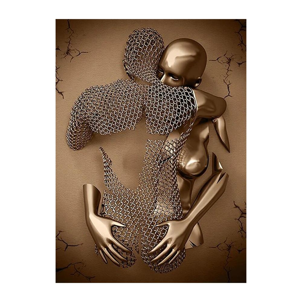 Metal Figure Statue Art Poster High Definition Printing Canvas Painting Prints Couple Sculpture Living Room Home Decor Picture