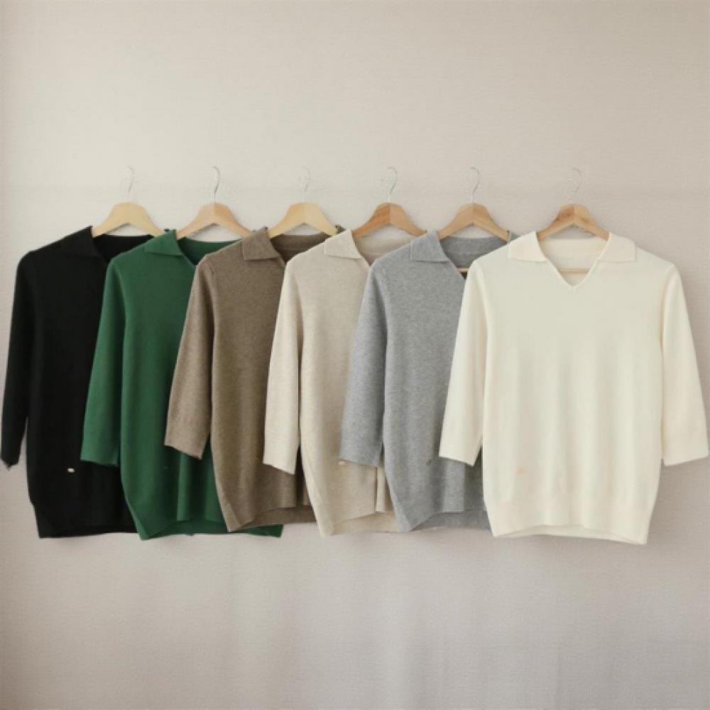 New ArriVals Open Run Women V Neck Collar Pendant 7 sleeVe Knit