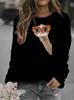 Women's Cartoon Animal Round Neck Hoodie