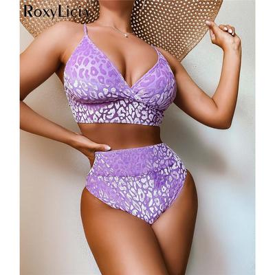 Leopardo rašto moteriškas maudymosi kostiumas su paminkštinimu, aukšto juosmens bikini, moteriški maudymosi drabužiai, dviejų dalių bikini komplektas, maudymosi kostiumas, maudymosi kostiumas moteriai