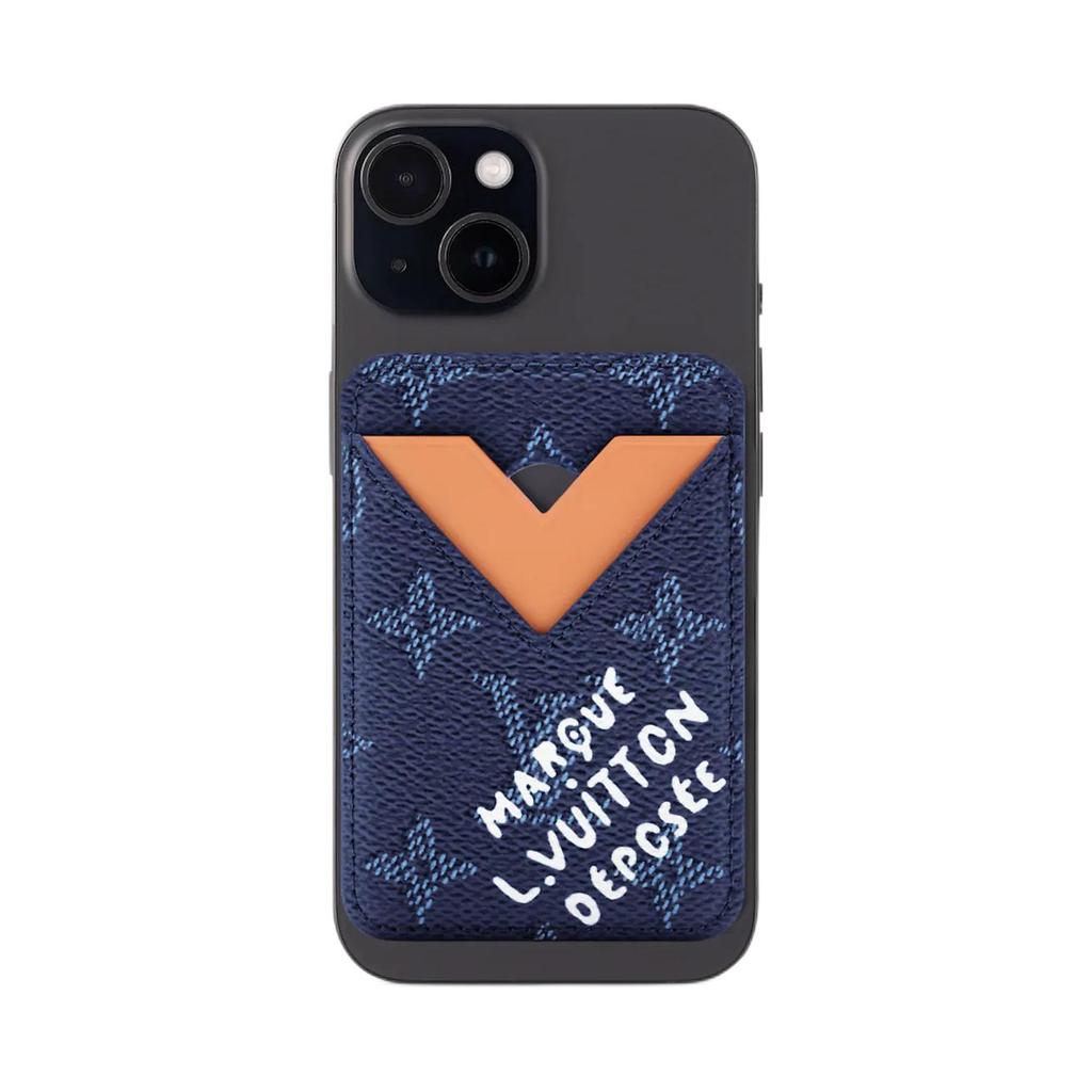 Louis Vuitton Magnetic Card Holder Ocean Monogram Heritage Canvas Men Wallets Blue M26946