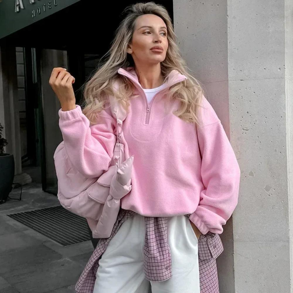 

VAYLA New Style Fashion Loose Pullover Hoodie Polar Blouse Sweatshirt Streetwear Women S рожевий