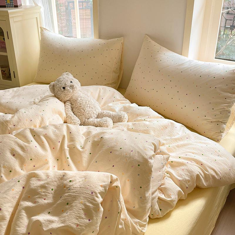 Cute Girl Duvet Cover Set Floral Pastoral Style Duvet Cover Fluffy Comfortable 4Pcs Bedding Set with 1Flat Sheet Pillowcase