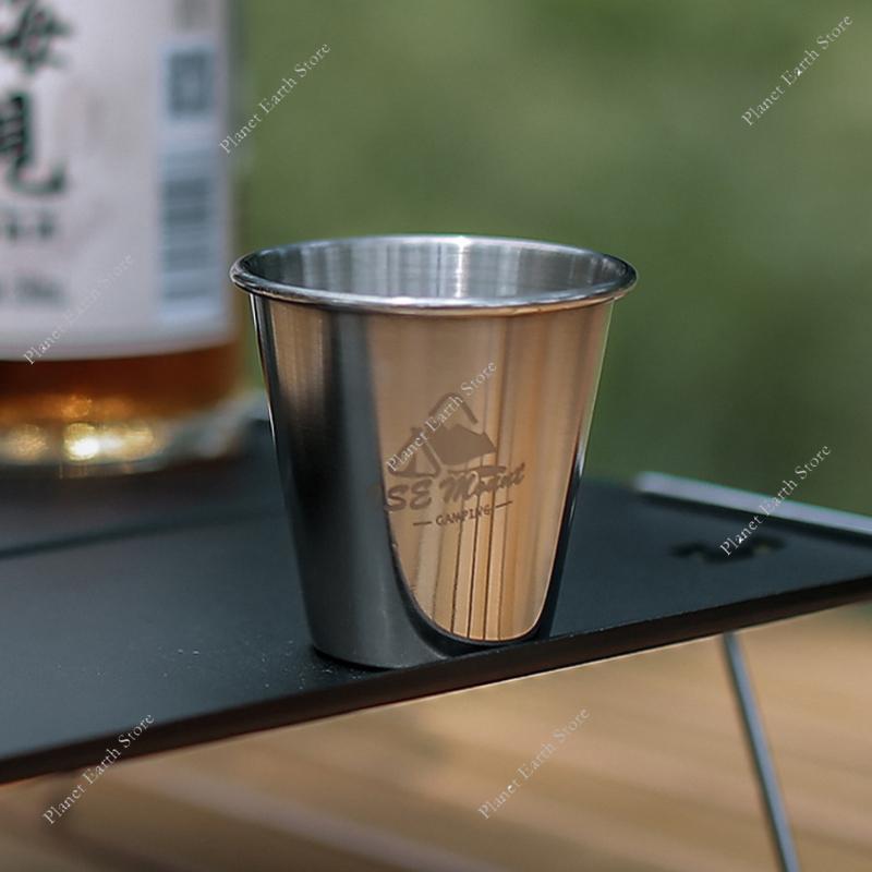 4Pcs/Set Portable Stainless Steel Camping Cup Outdoor Practical Travel Stainless Steel Cups with Bag Wine Glasses Tea Mug