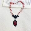 Gothic Spider Crystal Necklace With Geometric Skull Pendant For Halloween And Cosplay