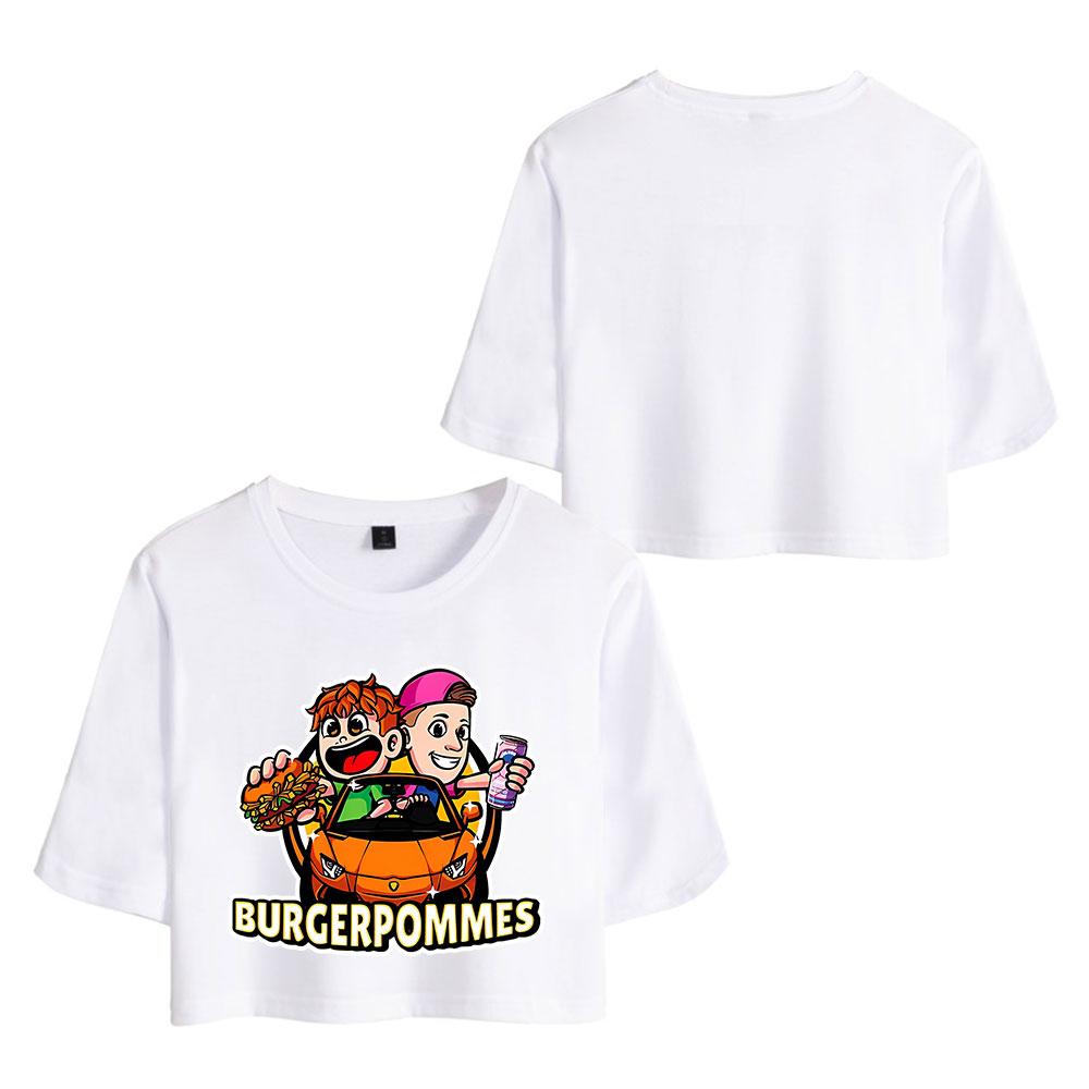 Burgerpommes ICrimax Printed Girl Tee Shirt Summer Crop Tops Soft Tshirt Popular Slim Fitness Short Sleeved